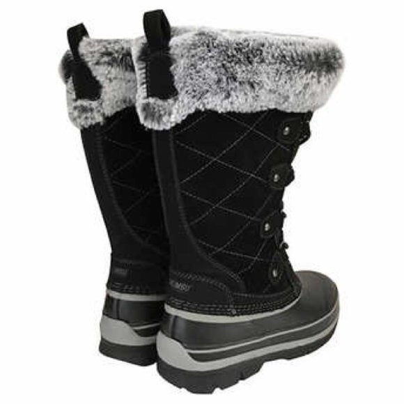 KHOMBU Ellie Black Suede Winter Boots in Black - NEW - Picture 2 of 5